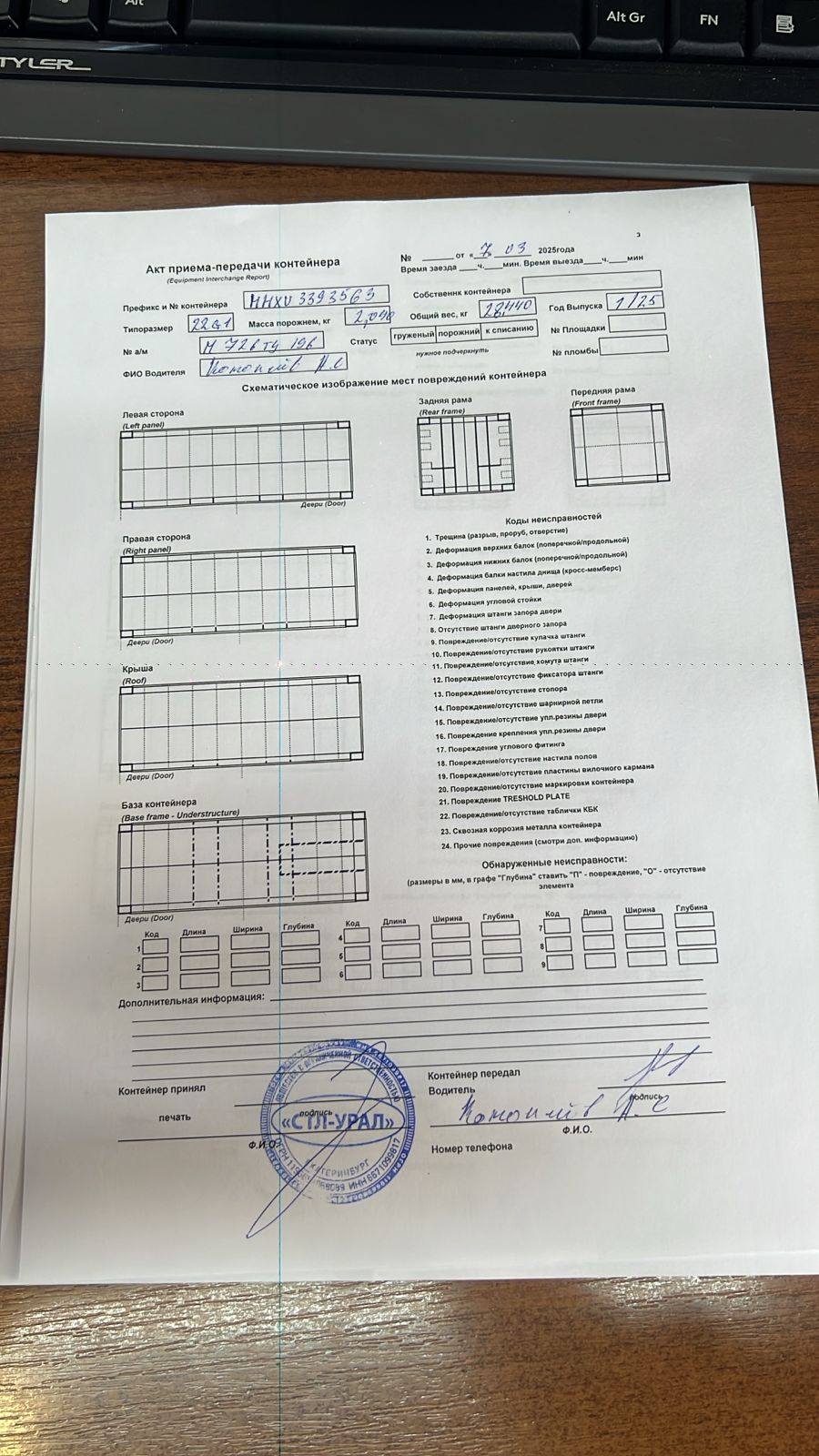 Морской контейнер HHXU3393563